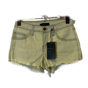 Mono B Women’s Light Blue Raw Hem Fringe Denim Jean Shorts Size S